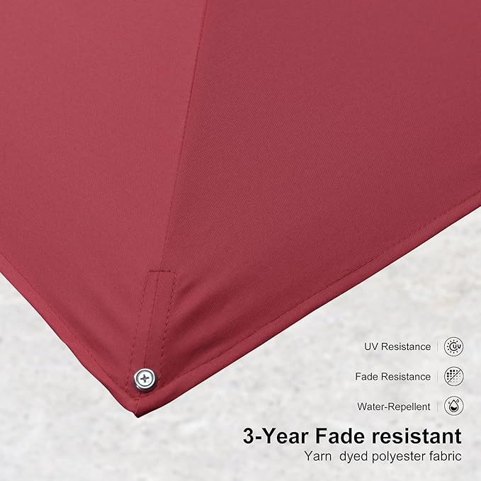 PURPLE LEAF 8 FT Patio Umbrella White Cantilever Umbrella Aluminum Square Outdoor Offset Umbrella Hanging Windproof with 360° Rotation for Garden Deck Pool, Red