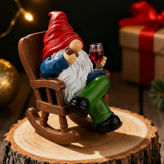 Funny Garden Gnomes for Outdoor Decor, 7 Inch Faceless Gnome with Wine Glass Statue, Resin Yard Figurine for Garden Patio Lawn, Mini Gift for Mom Grandma Christmas Halloween