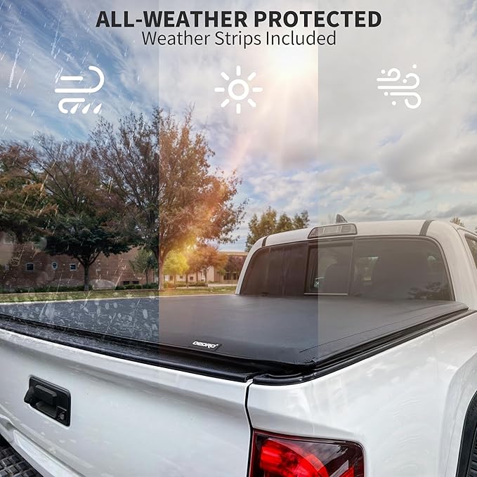 oEdRo Soft Roll Up Truck Bed Tonneau Cover Compatible with 2019-2025 Chevy Silverado 1500 / GMC Sierra 1500 New Body Style, 5.8ft Bed