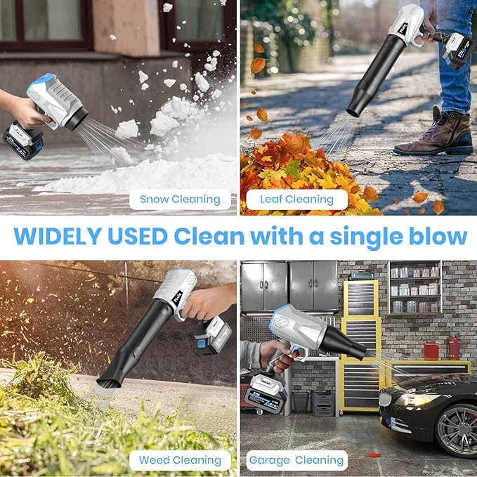 2025 Upgraded Leaf Blower Cordless - 800,000 RPM with 2 x 4.0Ah Batteries and Charger Electric Blowers for Lawn Care Yard Garage Leaves Dust or Snow Outdoor Tidying Portable Leaf Blower