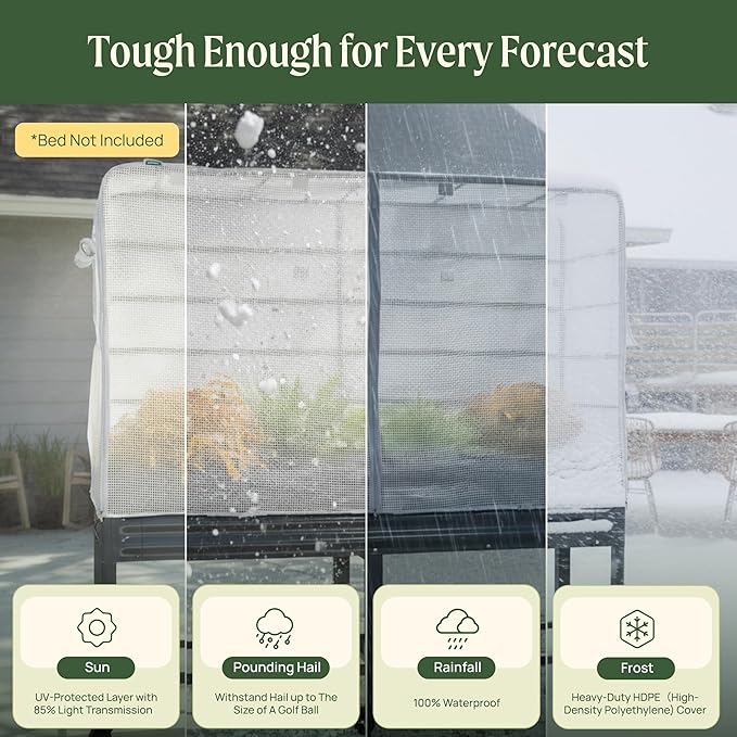 Frost Cover System for 2' x 6' Elevated Garden Bed - V Series, Winter Freeze Protection Covers for Outdoor & Patio Plants, Greenhouse Cover for Extending Growing Season, Garden Bed Not Included