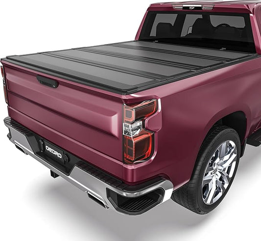 OEDRO Low-Profile Hard Quad-Fold Tonneau Cover Compatible with Chevy Silverado/GMC Sierra 2500HD 3500HD 2020-2025 6.9ft Bed w/o Multi-Flex Tailgate, One-Handed Quick Release, Drainage Design