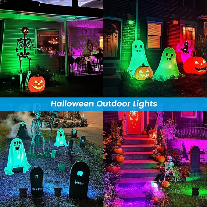 VOLISUN Solar Spot Lights Outdoor Waterproof IP67, 27 LED with 6 Color Changing Landscape Lights for Outside Yard Garden Pathway(2 Pack- RGB)