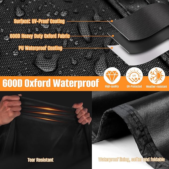 Grill Cover for Blackstone 22 Inch Griddle, Tabletop Grill Without Hood, 600D Waterproof Oxford BBQ Grill Cover with Drawstrings, Fits Blackstone 22" Tabletop Griddle and Velcro-Protected Tube