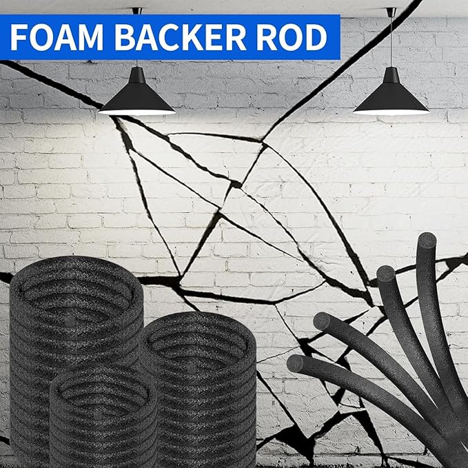 Backer Rod Foam Gap Filler Crack Filler for Concrete Repair Caulk Saver Backing Rod Concrete Expansion Joint Rope Caulk for Sealing Gaps, Expansion Joints, Crack Filling (Black, 1.5 Inch x 6.6 Feet)
