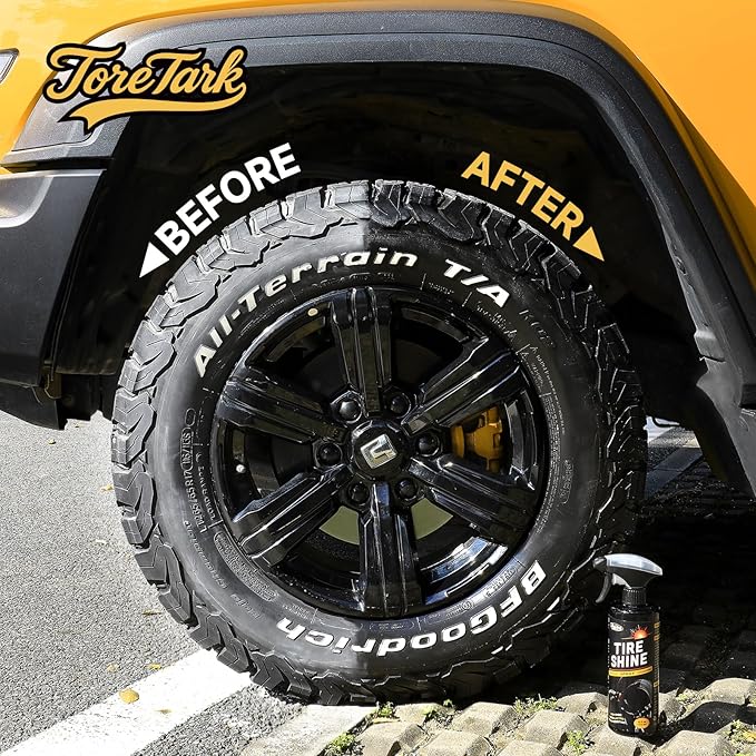 Tire Shine Spray, 16 fl oz Durable Wet Tire Dressing, No Sling/Non-Greasy for Black Tire, Long Lasting UV Protection for Car, Truck & SUV Easy to Apply
