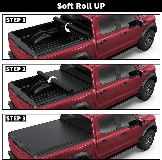 Soft Roll Up Truck Bed Tonneau Cover Compatible for 2019-2024 2025 Chevy Silverado 1500 GMC Sierra 1500 Fleetside New Body Style 6.5FT 78.9nch