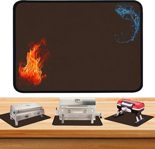 Coffee 25x19.5 Inches Heat Resistant Blackstone Griddle Mat, Air Fryer & Indoor Fireplace Protector (0.04in Thickness)