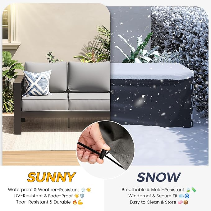 UDPATIO Oversized Aluminum Patio Furniture Set Outdoor Furniture Modern Patio Set, Thickness 5" Cushion Outdoor Seating Set for Balcony(Include Sofa Cover)