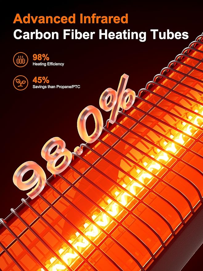 YEW Outdoor Electric Patio Heater, 1500w Infrared Heaters with Remote, 24H Timer, 3 Heat Levels, Waterproof, Quiet, Tip-Over Protection, Portable Space Heaters for Indoor Garage,Balcony,Backyard,Porch
