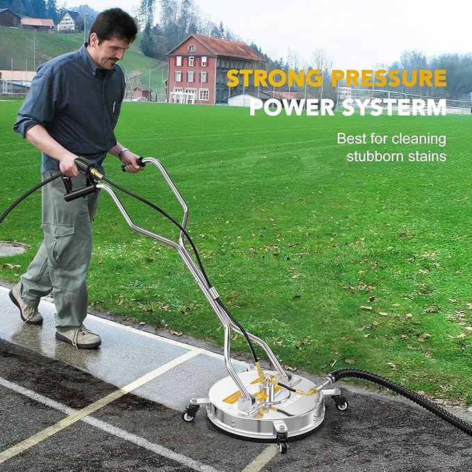 EVEAGE 16.5" Pressure Washer Surface Cleaner, EP003 Dual Handle Stainless Steel Surface Cleaner for Pressure Washer Power Washer, 4000 PSI, Perfect for Driveways, Sidewalks,Patios Cleaning (16.5inch)