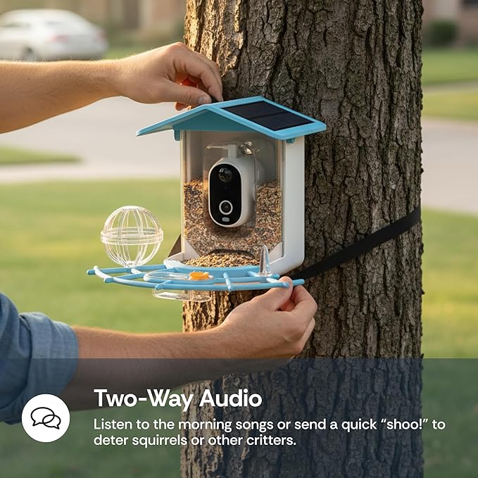 Luna Smart Bird Feeder with Camera, Enhanced AI Birds Species Identification, 2K HD Video, Instant Arrival Alerts, Solar Powered, Weatherproof Design for Birdwatching, Ideal Gift for Bird Lovers