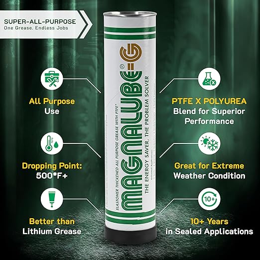Magnalube-G General All Purpose Grease - Waterproof, Corrosion Resistant PTFE Lubricant. 0.75oz Multi-Purpose Tube for Bearings, Joints, and Axles to O-Rings and Sewing Machines - 10 Pack