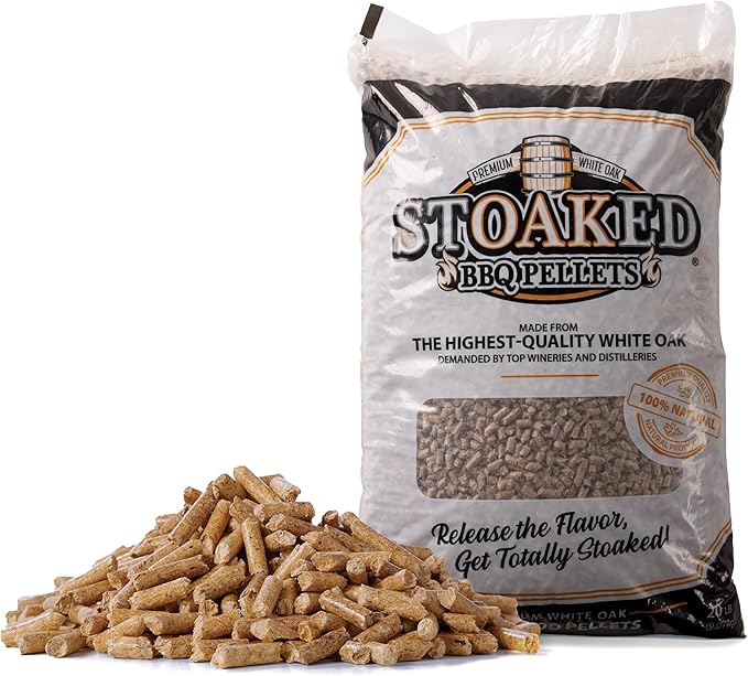Stoaked BBQ Pellets for Smoker, Natural White Oak, Winter Smoker Fuel for BBQ Grill, Fireplace & Wood Stove, Traeger Grill Compatible, 20 lbs