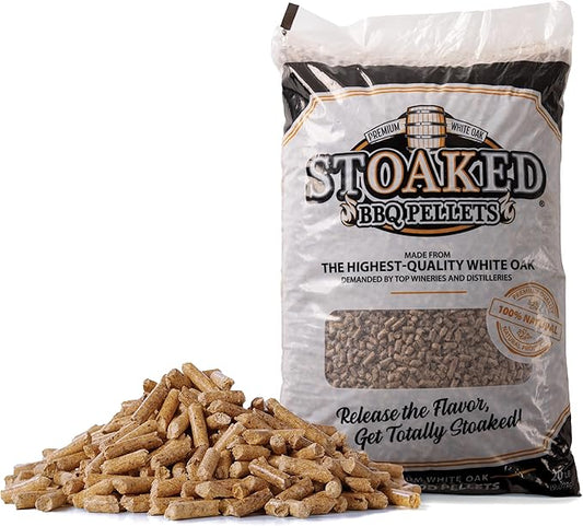 Stoaked BBQ Pellets for Smoker, Natural White Oak, Winter Smoker Fuel for BBQ Grill, Fireplace & Wood Stove, Traeger Grill Compatible, 20 lbs