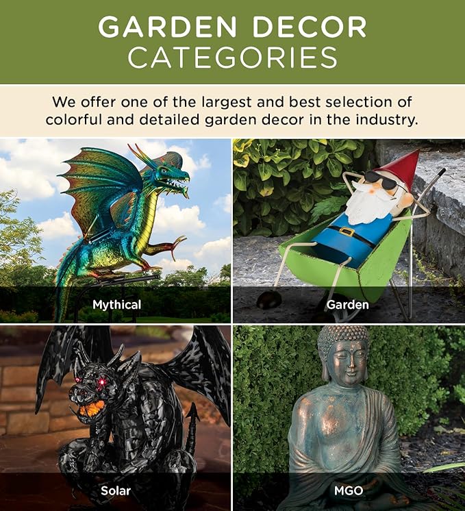 Regal Art & Gift Dragon Metal Statue – Indoor Outdoor Decorative Sculpture for Home & Garden Décor, Weather-Resistant Yard Art Figure for Patio, Lawn, Pewter