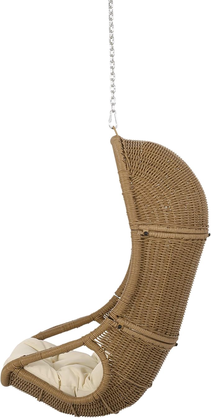 Christopher Knight Home Orville Outdoor Hanging Chair, Beige + Light Brown