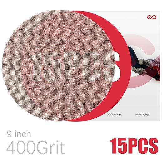 9 Inch Sanding Disc Drywall Sandpaper, Dust Free Sanding Drywall Sander Pads, 15 Pack 400 Grit