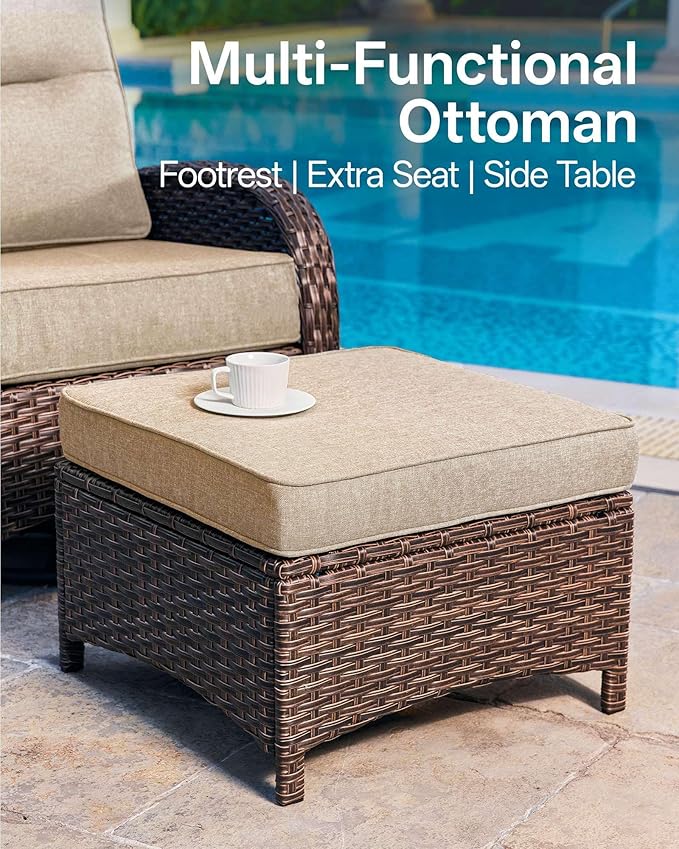 10-Piece Patio Furniture Set with 6-Inch Thick Cushions, High Back Outdoor Couch and Arm Chairs, All-Weather Conversation Set for Porch, Deck, Yard, Pool in Beige