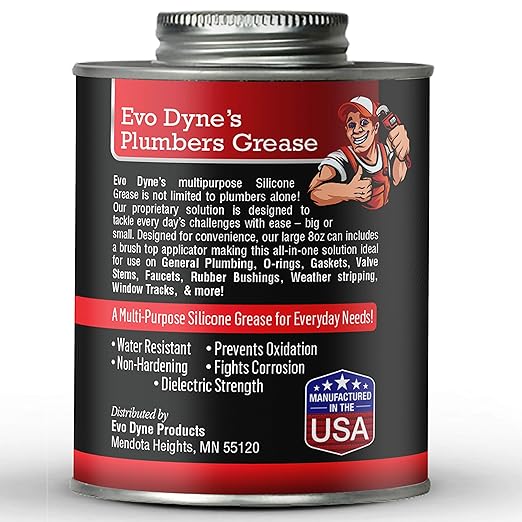 Evo Dyne Silicone Paste - 8oz USA Made | Multi-Purpose Lube for Faucets, Valves & Cartridges - Silicone Grease (3-Pack)