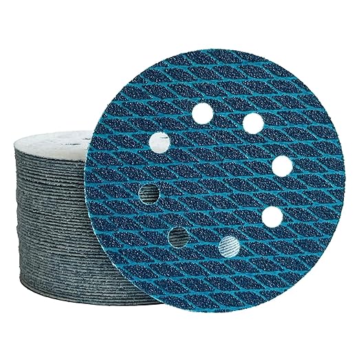 50pcs 5 inch Sanding Discs Hook and Loop Diamond Shape, Anti-Clogging Orbital Sander Sandpaper 60 Grit, Aluminum Oxide Sandpaper 8 Holes (60#)