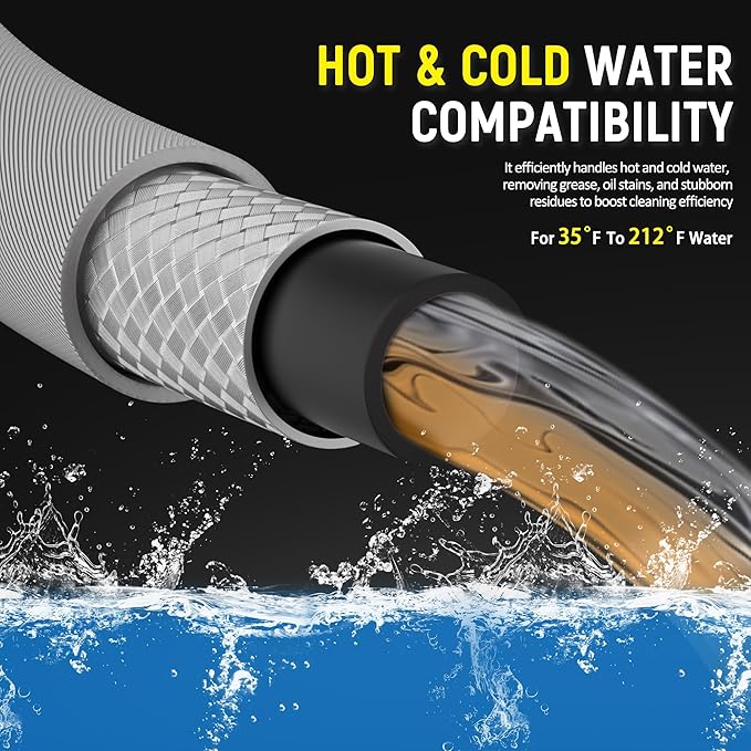 3/8" Kink Resistant Pressure Washer Hose 100FT, Swivel 3/8" Quick Connector and M22 Fitting, Supporting Up to 4200 PSI for Heavy Duty Use, Fitting Most Pressure Washers