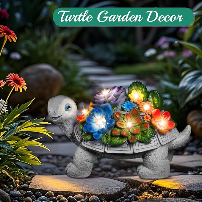 Linkax Garden Turtle Christmas Gifts for Grandma Mom Women, Birthday White Elephant Gifts for Adults Her Sister, Solar Lights Outdoor Garden Decor for Outside Yard Patio House Warming Gift New Home