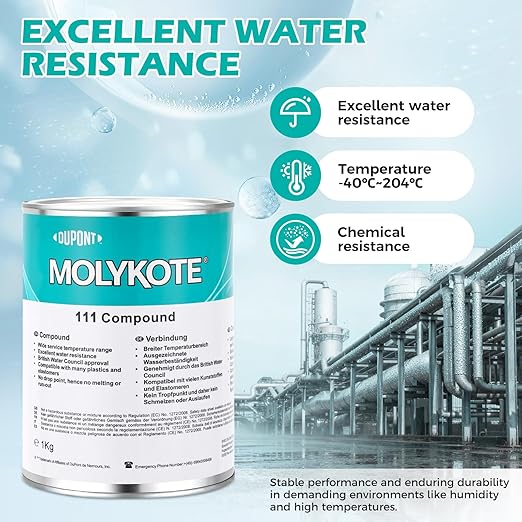 Molykote 111 Compound 1kg/can Grease Valve Lubricant and Sealant Valves O-Ring Electrical Equipment General Purpose Lubrication Sealant Water Resistance Wide Temperature