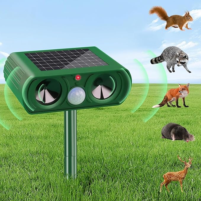 Outdoor Ultrasonic Animal Repellent – Solar Powered, Waterproof, Motion Sensor, Eco-Friendly, Deer, Dog, Cat, Raccoon, Squirrel, Skunk, Coyote, Fox, Rabbit, Geese, Ultrasonic Repeller 1PK