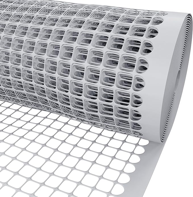 3/4" Square Mesh Plastic Fence Roll (4' x 100' - White) - Unobtrusive 4 Foot High Temporary Garden Fencing Netting to Protect Plants, Patio, Porch, Yards and Outdoor Spaces from Deer & Animals