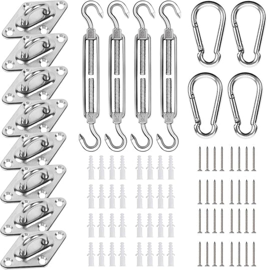 YOFIT Shade Sail Hardware Kit 6 inch for Triangle Rectangle Sun Shade Sail Installation, 304 Grade Stainless for Garden Outdoors, 80 Pcs