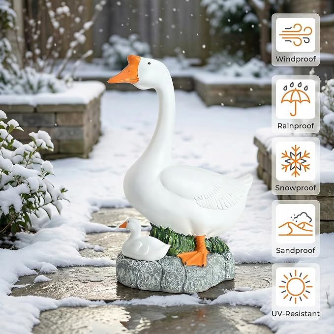 18-inch Statue, Resin Statue,Outdoor Statues,Hidden Key Pocket, Outdoor/Indoor Goose Statue for patios and terraces. The Porch Goose Protection and Courage, Making it a Suitable Gift.