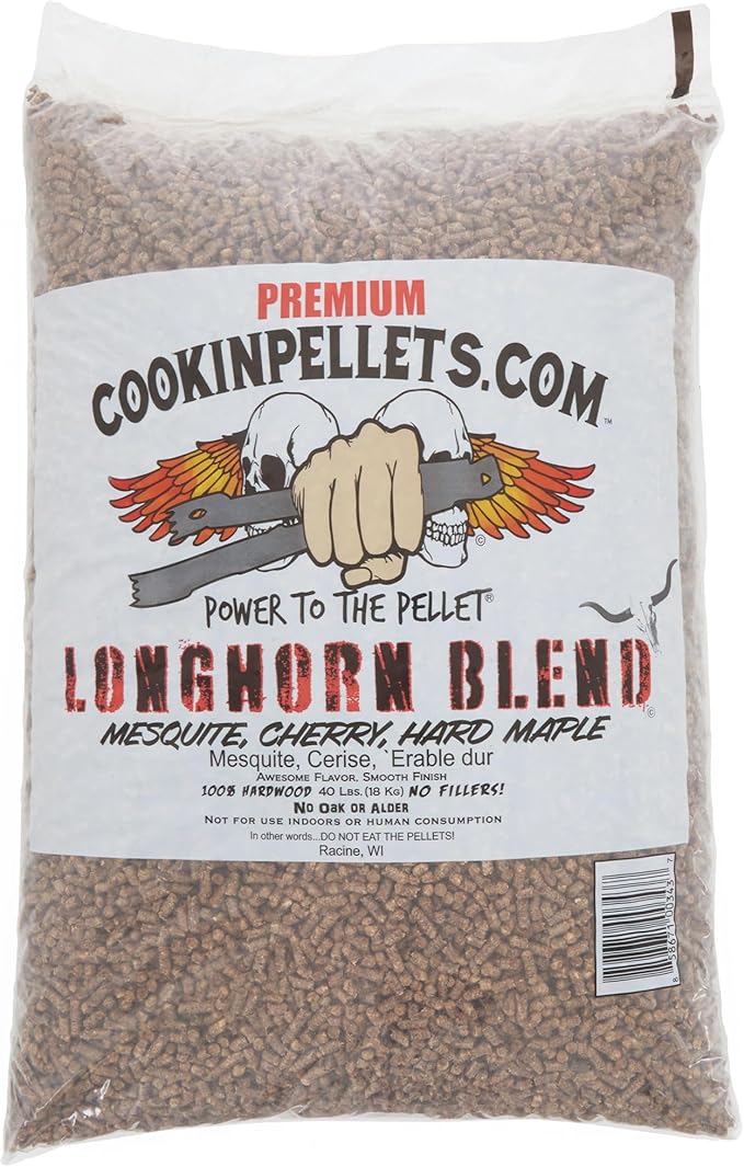 CookinPellets 40-Pound Longhorn Blend Premium Natural Grill Smoker Smoking Mesquite/Cherry/Maple Hardwood Wood Pellets, (5 Pack)