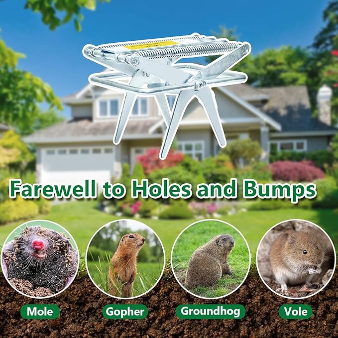Upgrade Mole Traps That Work Best Trap Scissor with Longer Spring, Durable and Reusable Easy Mole Trap for Lawn Protection