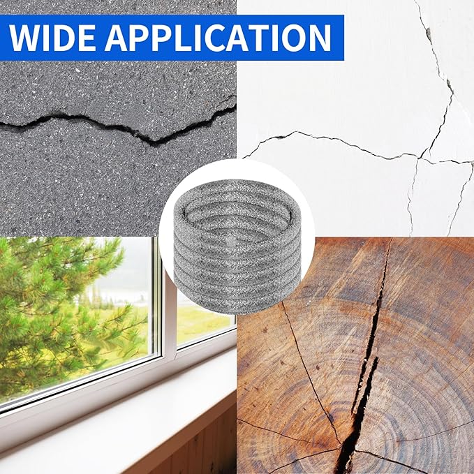 Backer Rod Foam Gap Filler Crack Filler for Concrete Repair Caulk Saver Backing Rod Concrete Expansion Joint Rope Caulk for Sealing Gaps, Expansion Joints, Crack Filling (Gray, 1 Inch x 33 Feet)