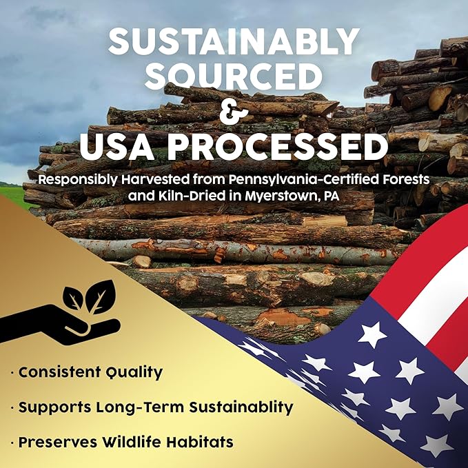 Kiln-Dried PA Oak – 16” Splits (Approx. 38 lb) – Bold Smoking Wood for Cooking, Grilling, BBQ & Fire Pits – Easy Light, Low Smoke, USA-Sourced