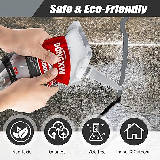 Concrete Crack Filler Repair Adhesive – Quick-Drying Waterproof Cement Crack Filler, Concrete Caulk Sealant for Joints, Walls, Sidewalk, and Foundation(Grey)