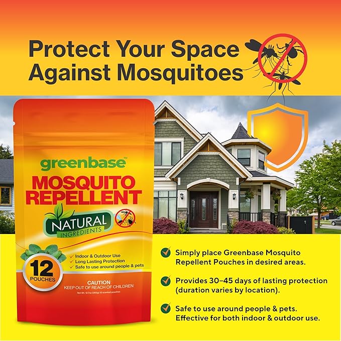 12 Pack Mosquito Repellent Pouches – Natural Indoor & Outdoor Mosquito Repellent for Home, Yard, Patio & Porch | Long-Lasting Mosquito Control Bags – Safe for People & Pets