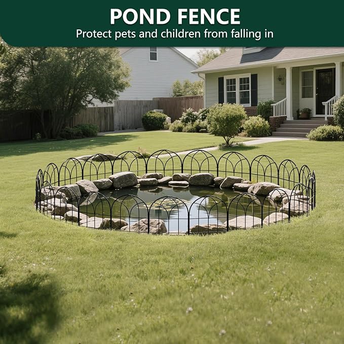 Small Garden Fence Animal Barrier, 12.55"*16.53" Decorative Fence Panel, No Dig Fences Barrier, Arch 6 Pcs Black Metal Fencing, Garden Border Edging Fences, Dog Fencing Blocker for Yard, Flower Bed
