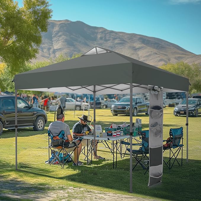 MFSTUDIO Pop Up Canopy Tent, 10x10 Outdoor Canopies Instant Portable Shelter Tens with Vented Top, Storage, 4 Sandbags, Beach Canopy