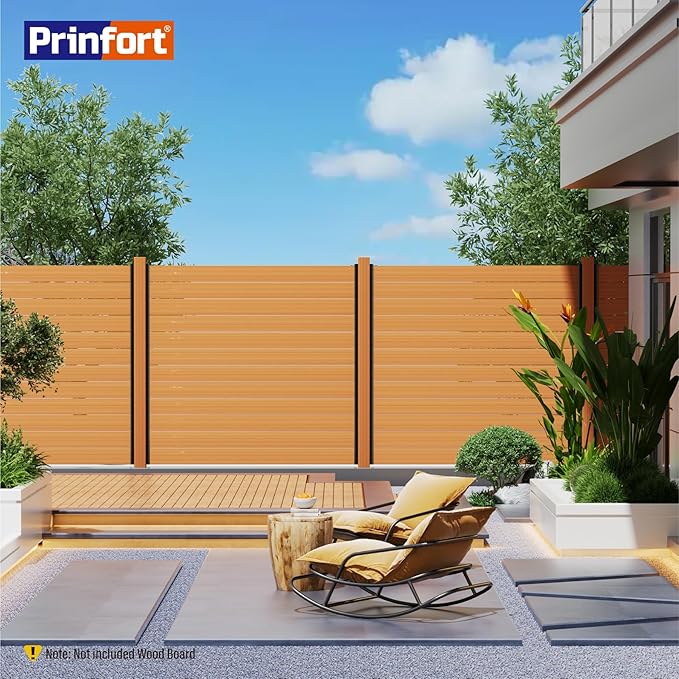 2pack 6FT (H: 68″) Matel Backyard Privacy Fence Panels Post Black, Install Fence Panels Post for Wood Slats Outdoor