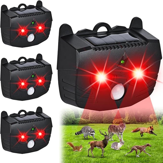 2025 Solar Nocturnal Animal Repeller Predator Control Light Coyote Repellent Devices with Ultrasound&LED Lights Outdoor Night Guard Animal Predator for Dog,Cat from Chicken Coop Yard Farm (4PACK)