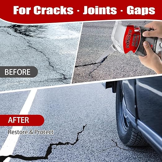 Asphalt Crack Filler, 4Packs High Elasticity Driveway Crack Filler, Concrete Crack Sealant for Driveway Waterproof Cement Caulking Adhesive(Black, 4.41LB)