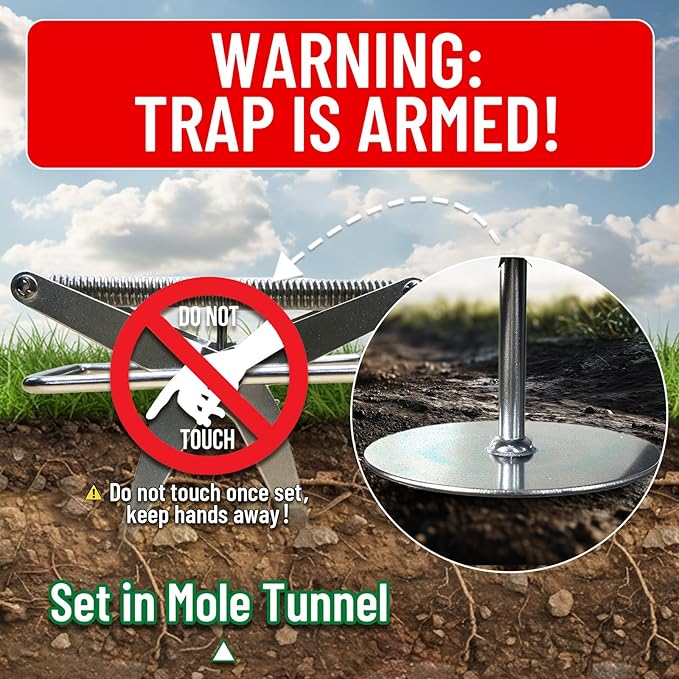 Upgrade Mole Traps That Work Best Trap Scissor with Longer Spring, Durable and Reusable Easy Mole Trap for Lawn Protection