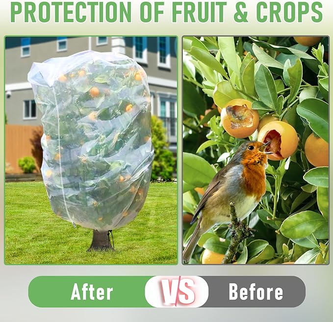 Fruit Tree Netting for Cicadas, 2Pcs 6.56x6.56 FT Plant Mesh Netting for Garden Protection with Zipper, Blueberry Bush Insect Netting Cover as Pest Barrier from Bird for Apple, Tomato