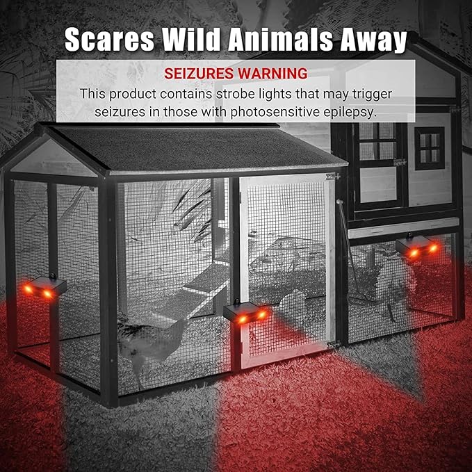 Coyote Deterrent Deer Repellent Devices Solar Nocturnal Animal Repeller Predator Light with Large Solar Panel for Yard Garden Chicken Coop Fox Raccoon Skunk 4 Pack