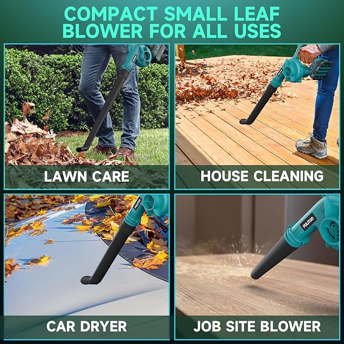 Leaf Blower Cordless with 2 Batteries and Charger, Brushless Electric Leaf Blower 150MPH 165CFM- 6 Variable Speed Lightweight Battery Leaf Blowers for Lawn Care Patio Yard Shop Jobsite (Blue)