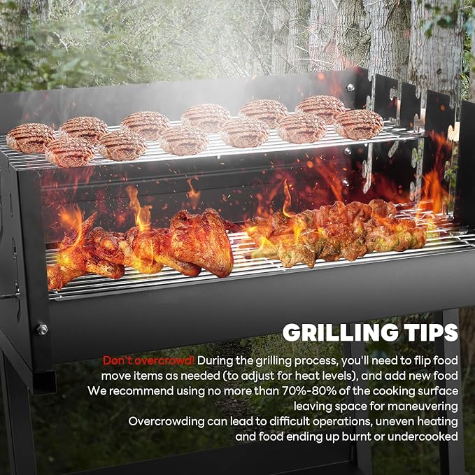 Clearance discount Charcoal Grills - Portable Charcoal Grill,2025 Skewer Charcoal Grill with wheels, for camping and picnic