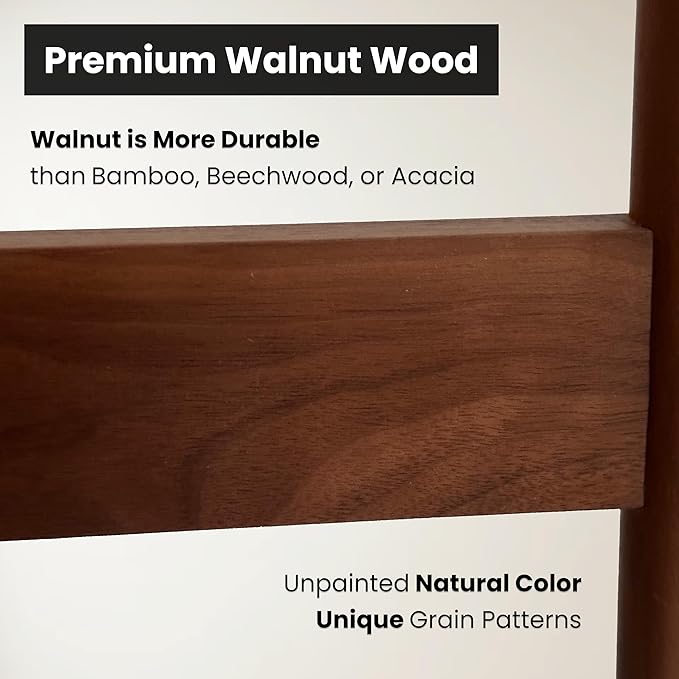 Mid Century Pot with Walnut Wood Stand - 12 inch Indoor Large Ceramic Planter for Plants, Flower, Small Tree with Drainage - Modern Wood Pots Holder - Walnut Wooden Legs - White