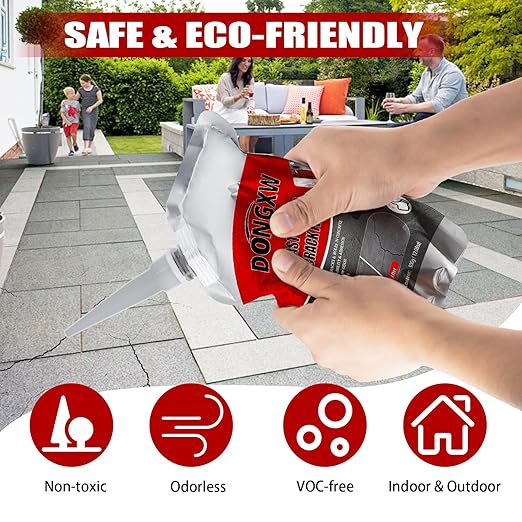 Asphalt Crack Filler, 6Packs Self Leveling Concrete Crack Filler Waterproof Cement Repair Sealant, High Elasticity Driveway Crack Filler Outdoor Black for Driveway, Walkway, Road